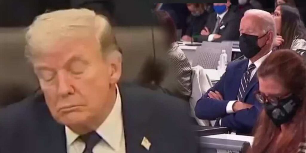 Trump Kameralar Önünde Uyuyakaldı, Biden ile Alayları Geri Döndü